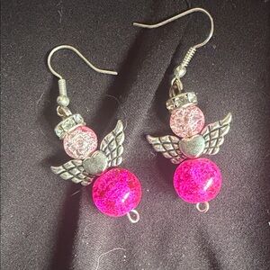 Chic Pink Angel Wing Earrings